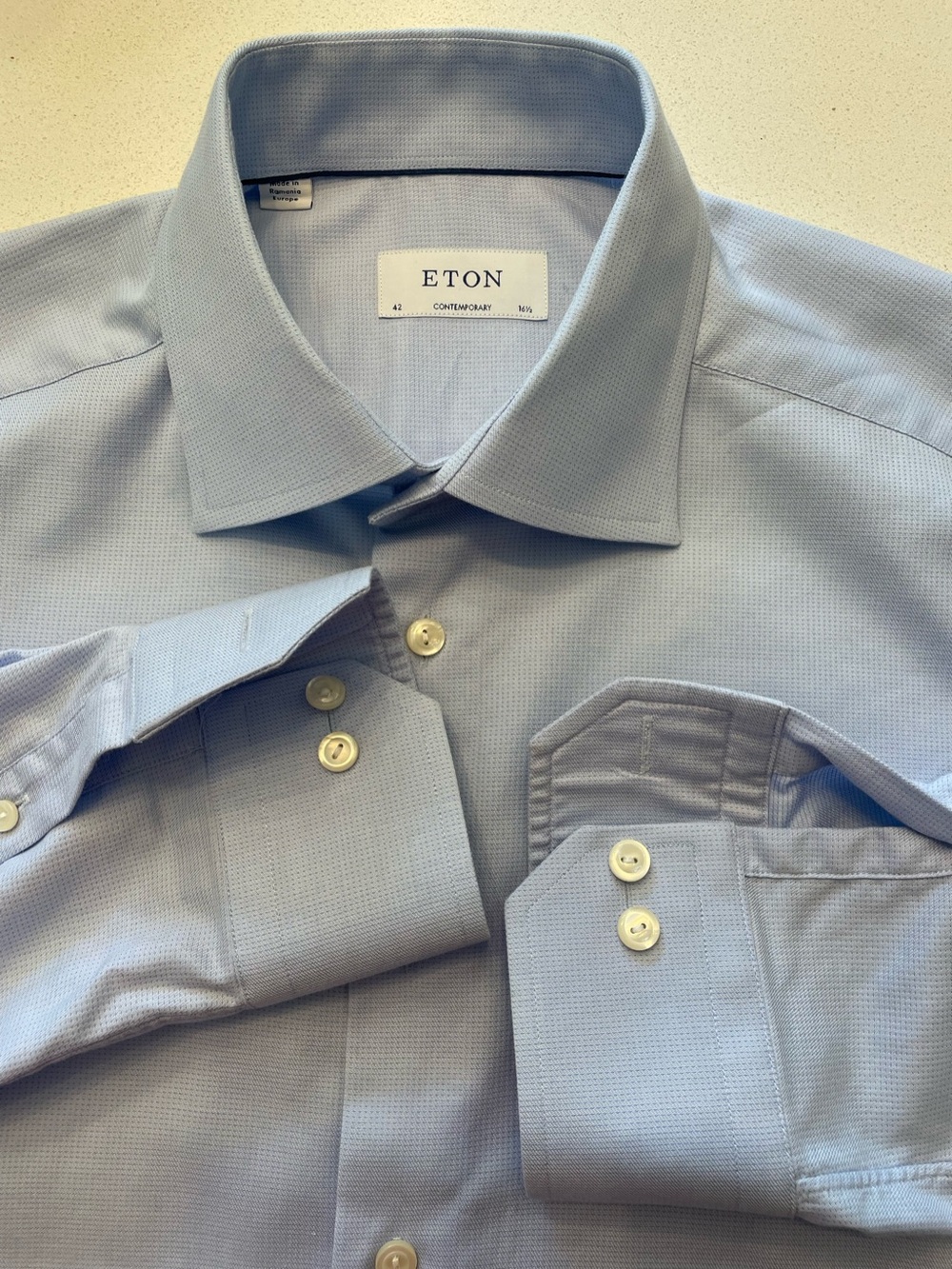 ETON - all cotton light blue dress shirt Size 42 (16.5”neck)